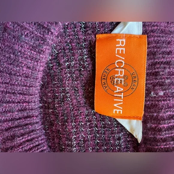 Urban Renewal Patchwork Vintage Crewneck Sweater in Plum, Purple & Teal - Picture 4 of 9